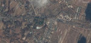 Russian military convoy traveling toward Kyiv, satellite images show