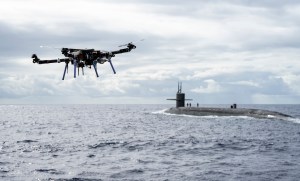 Watch a Navy drone resupply a ballistic missile submarine at sea