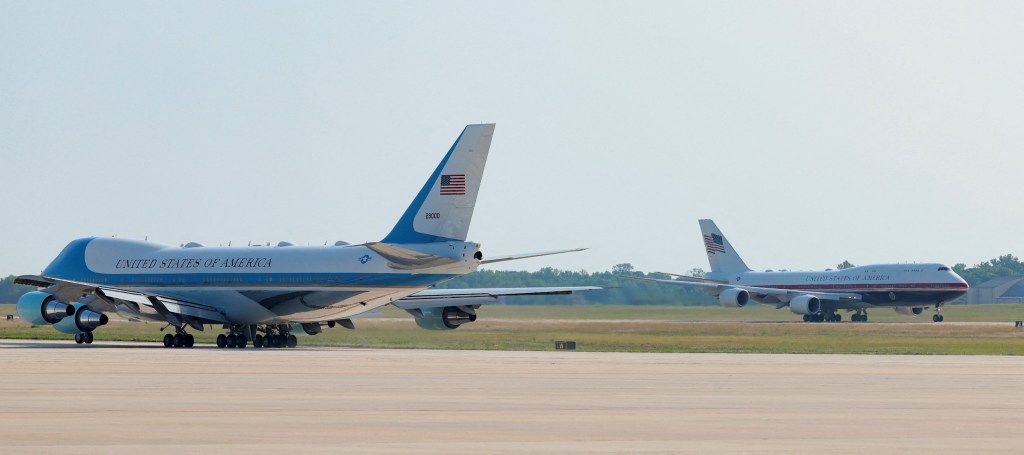 Trump flies old Air Force One out of Turkey, switches to new jet in Britain for trip home