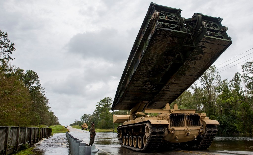 Marines from Camp Lejeune break out amphibious assault vehicles during Florence relief efforts