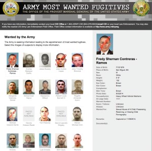 Army tracks most-wanted fugitives on new website