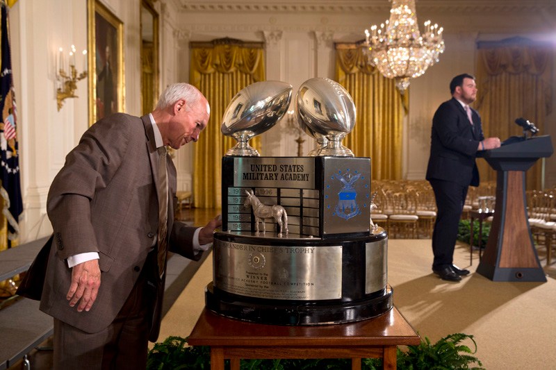 Obama presents Air Force Academy football team with trophy