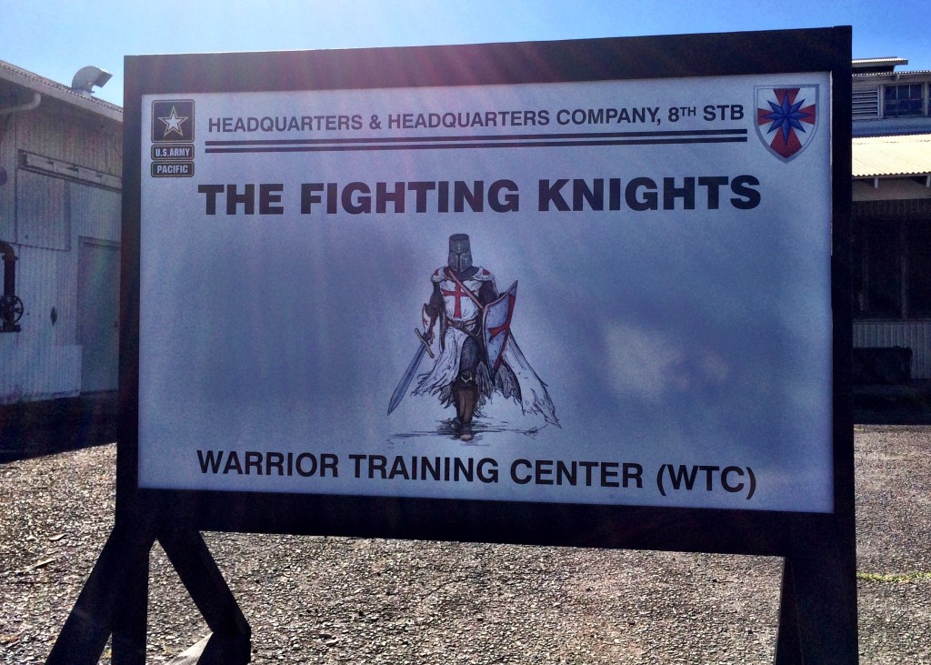 Update: Sign featuring crusader-like knight removed