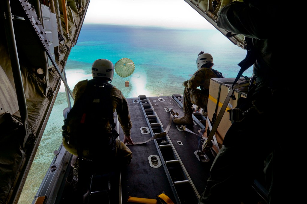 Australia, Japan, U.S. drop food, toys on Pacific islands