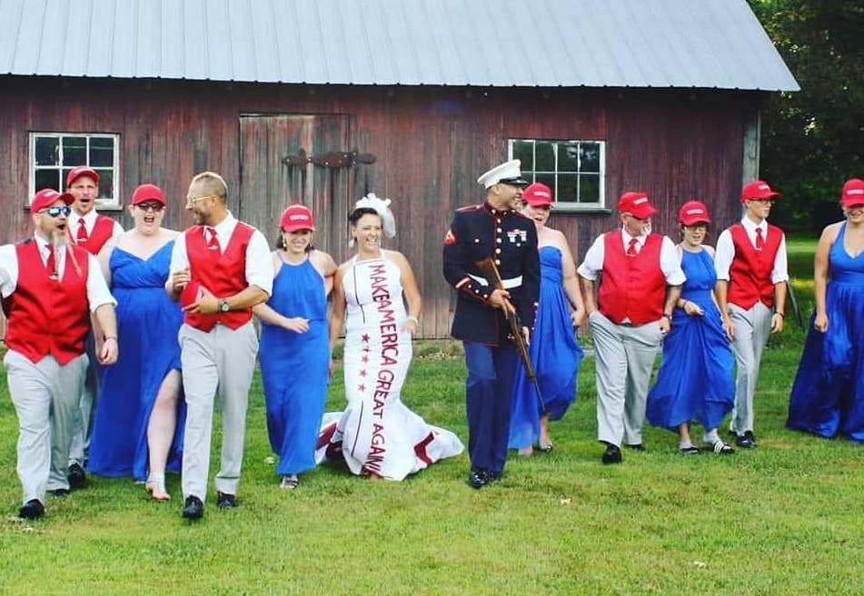 Marine veteran’s MAGA-themed wedding pays tribute to President Trump