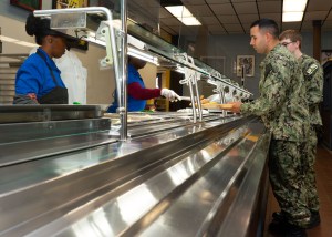Sailors can now wear regular clothes when they eat in shore galleys