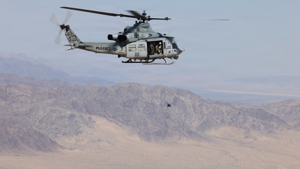 US Marine Corps tests using helicopter as mobile drone command center