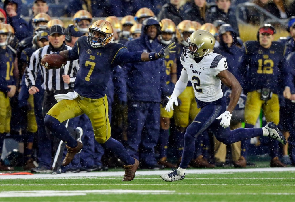 Wimbush rallies No. 9 Notre Dame past Navy, 24-17