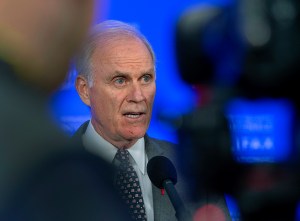 Booted by Trump’s team, ex-Navy Secretary Spencer stumps for Democratic rival