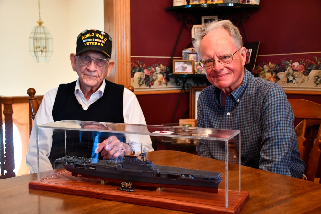 WWII Navy veteran honored with USS Yorktown replica model
