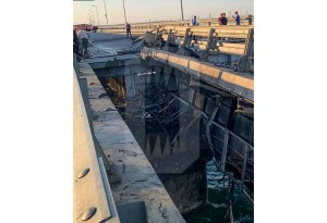 Russia blames Ukraine for attack on key Crimea military supply bridge