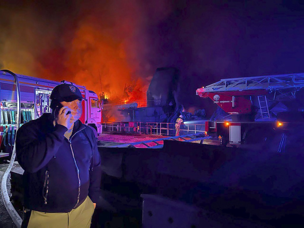 Crimea shipyard on fire after Ukrainian attack that damaged 2 ships