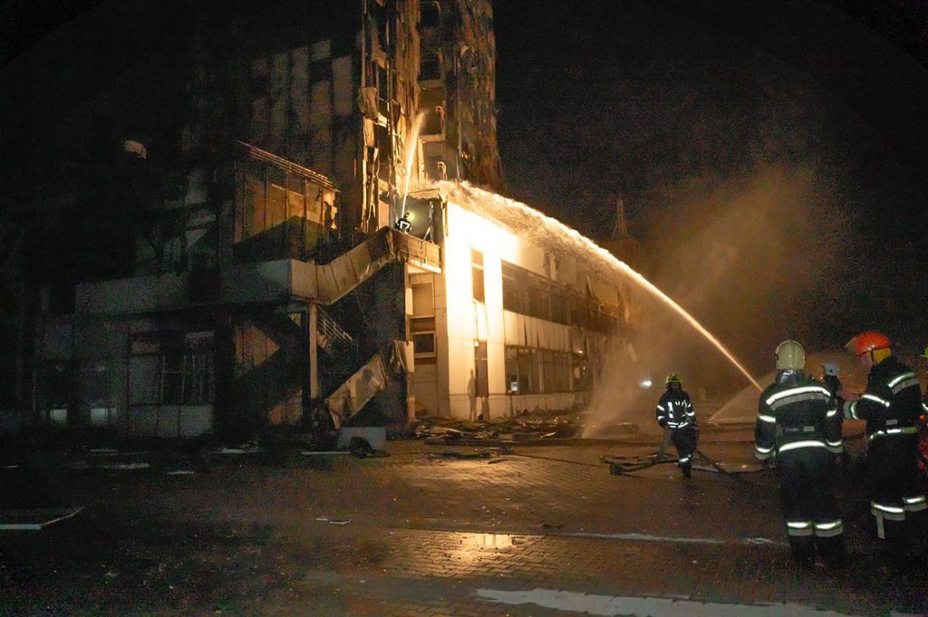 Russian strikes in Ukraine’s city of Odesa damage port, grain silo