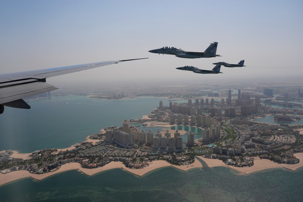 Air Force One greeted by fighter escorts during Trump’s Mideast visit
