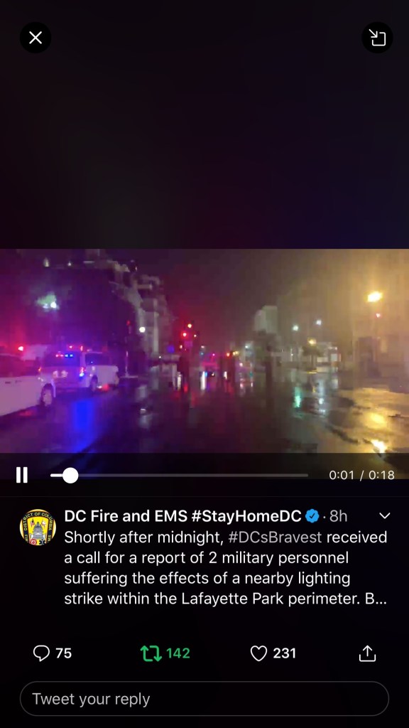 Two South Carolina National Guard troops hospitalized after being near lighning strike in DC
