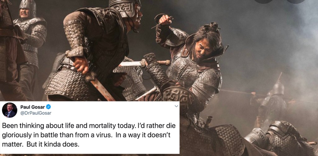 Congressman, a former dentist, says he’d ‘rather die gloriously in battle than from’ coronavirus