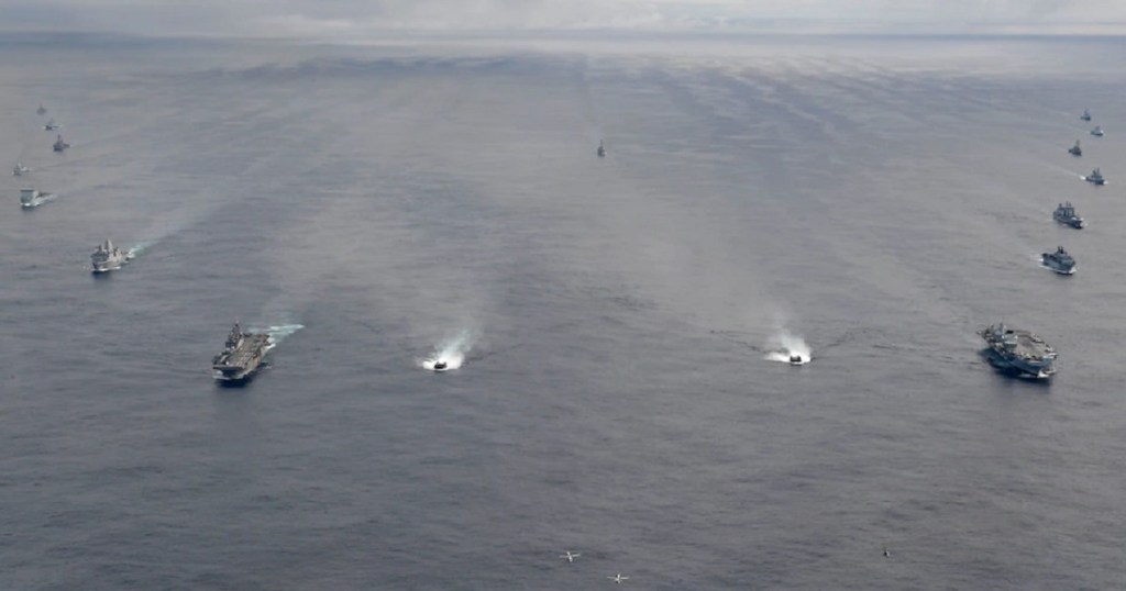 Iwo Jima Amphibious Ready Group joins up with British carrier ahead of its maiden deployment