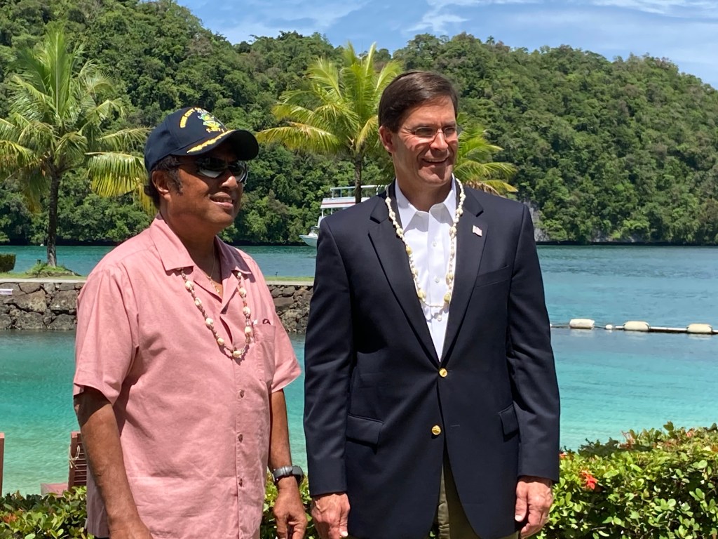 Esper, first SECDEF to travel to Palau, visits with Seabees and Marines