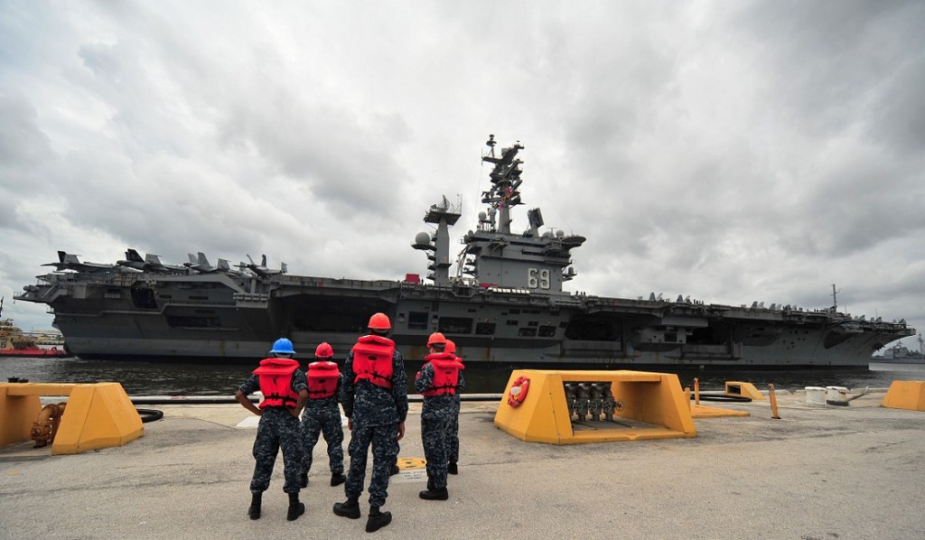 Water on carrier Eisenhower now clear of contaminants