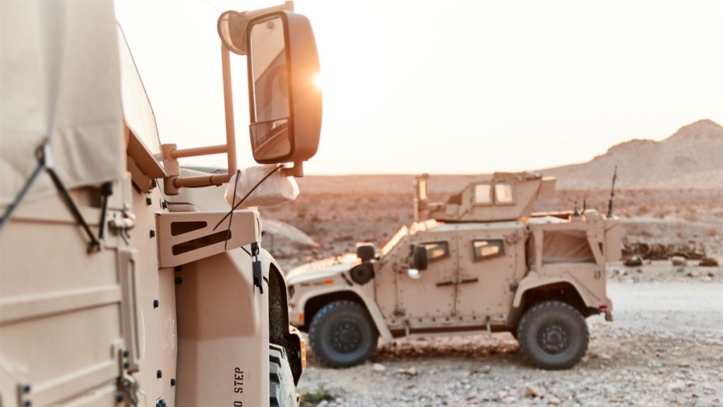 Marine tactical vehicle burns after apparent artillery misfire