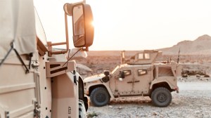 Marine tactical vehicle burns after apparent artillery misfire