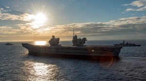 Britain’s new carrier heads to the US