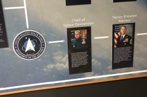 Someone taped Steve Carell’s picture over Space Force’s top officer at the USAF museum