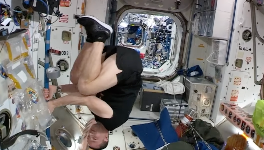 No one is safe from leg tucks, even in space