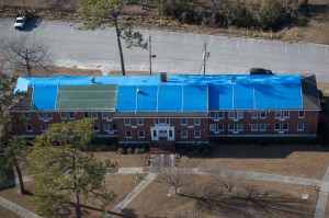 Tarps from Florence are still on roofs of hundreds of buildings at Lejeune, New River as Hurricane Dorian arrives