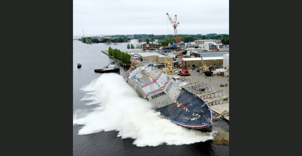 Navy christens, launches littoral combat ship Nantucket in Wisconsin