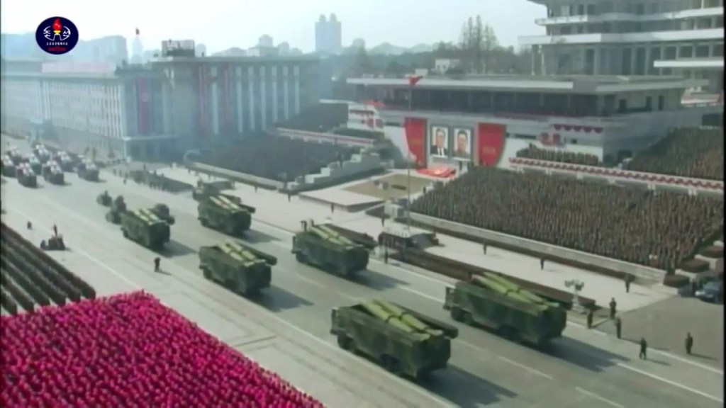 Images from military parade show rare glimpse of North Korean nuclear arsenal