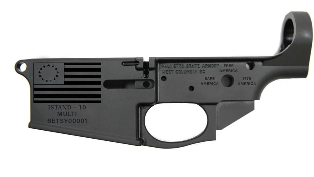 This Betsy Ross-inspired AR-15 lower receiver will show your American spirit better than a pair of shoes