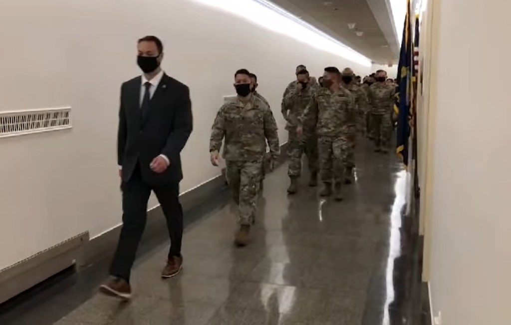 Guard officials say troops’ march on Republican congresswoman’s office wasn’t a political statement