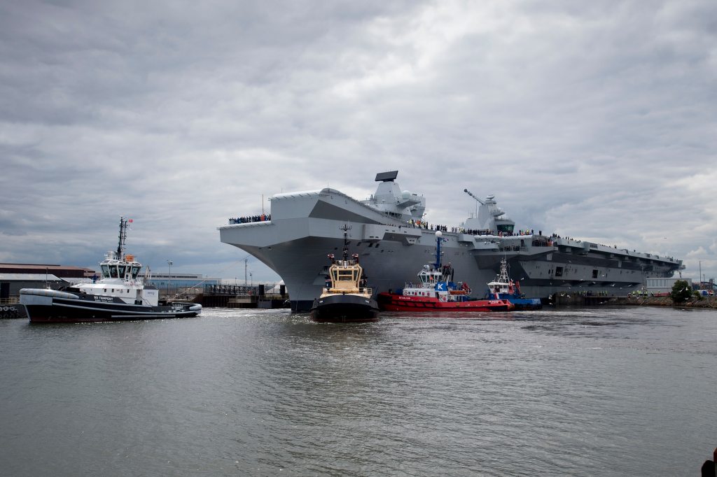 HMS Queen Elizabeth makes an early appearance at its home port