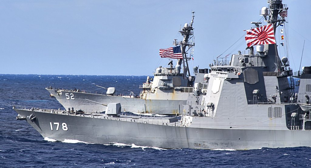 Japanese warships join with carrier Vinson on exercises