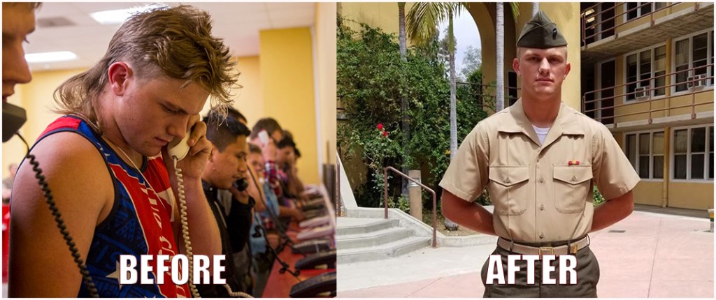 The transformation is complete. ‘Recruit Mullet’ becomes a Marine
