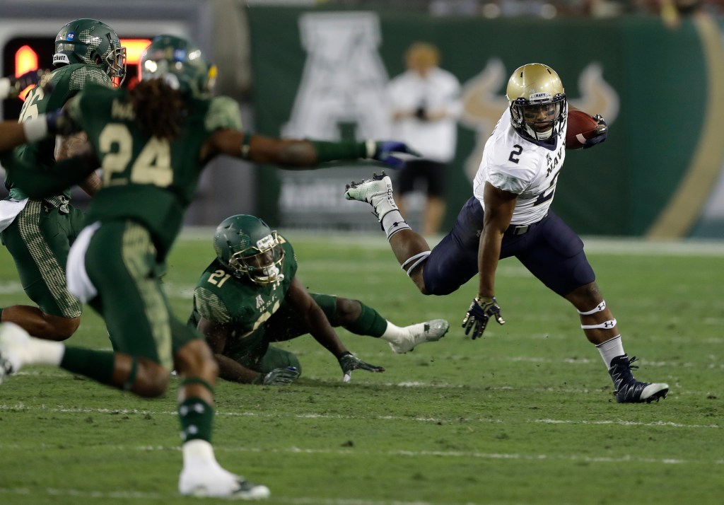 South Florida beats No. 22 Navy 52-45