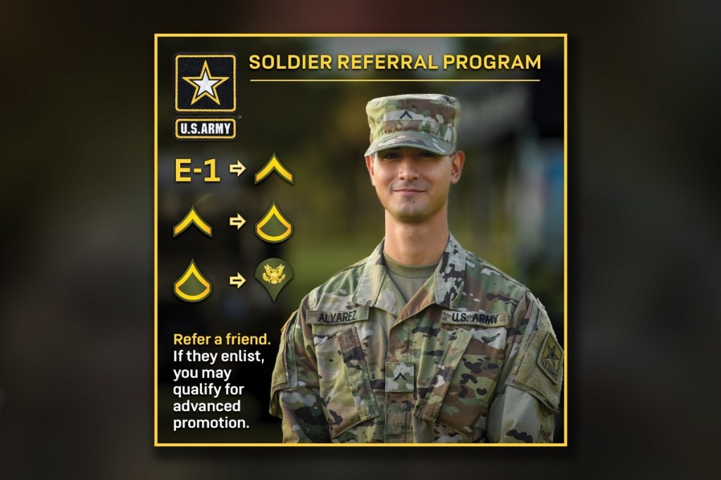 Promotions, ribbons established for Army recruiting referrals