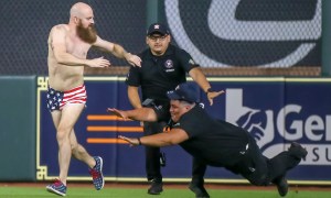 Houston, we have a hero: Silkies-clad vet streaks across Astros outfield, into American hearts