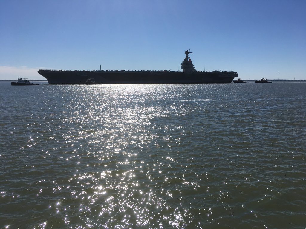 At last — carrier Ford tastes the sea to begin trials