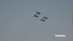 Su-30 “Russian Knights” demo team performs at the Dubai Airshow 2017