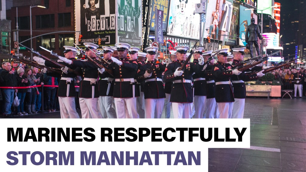Silent drill platoon caps Marine Corps birthday in Times Square