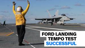 Carrier Gerald R. Ford passes arresting gear tempo test | Defense News Minute, Jan. 6, 2020